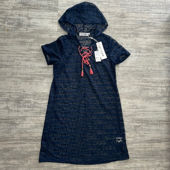 COPY - NWT Ingear Resort Hooded Lace Swim Cover Up Dress Taupe - Picture 1 of 6